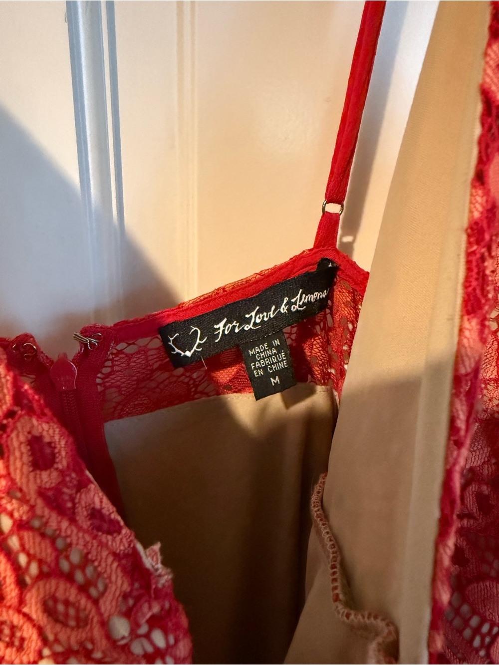 For Love & Lemons Red Floral Lace Midi Dress - Picture 4 of 4